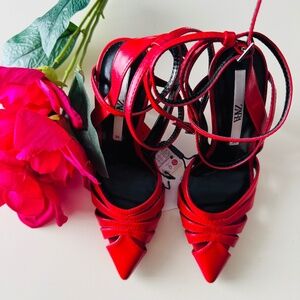 Zara strappy high heels red pumps